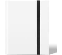 KALANKA-Porte Carte à Collectionner, Classeur Cartes 24 Pages Capacité de 432 Cartes,Étanche Jeu de Farde Carte, Sangle Elastique Empêche la Carte de Tomber(Blanc)