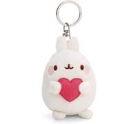 KALANKA-Porte-clés MOLANG avec c?ur 8cm Blanc - Pendentif Animal avec Anneau métallique pour accrocher aux clés, à la Corde, au Sac et Plus Encore