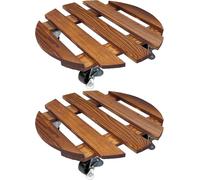 KALANKA-Porte Plante a roulettes, Supports de Pots de Fleurs à roulettes, Support Plante Exterieur, Plateau Roulette Plante, Socle de Rempotage à roulettes Fleurs Bois Massif, Capacité Charge 80kg