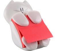 KALANKA-Post-it Dévidoir, Forme Chat avec 1 Bloc de Post-it Z-Notes 90 Feuilles, 76 mm x 76 mm, Couleur Rose - Utilisation Facile d'une Seule main