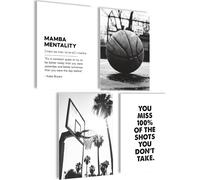 Kalanka-Poster De Basket-Ball - Cadeaux De Basketball - Décoration D'anniversaire - Décoration De Basketball - Poster De Sport - Images Pour Le Mur - Image De Basketball (Ballon De Basket Noir Et Bla