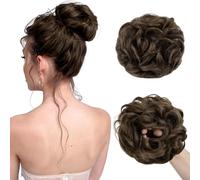 Kalanka-Postiche Cheveux Naturel 55g, Bouclé Postiche Chignon, Brun Clair, Grand Chignon Postiche Cheveux Extensions De Cheveux Synthétiques Pour Femmes Et Filles