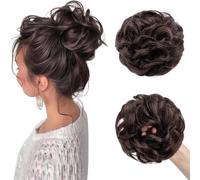 Kalanka-Postiche Cheveux Naturel 55g, Bouclé Postiche Chignon, Marron Moyen, Grand Chignon Postiche Cheveux Extensions De Cheveux Synthétiques Pour Femmes Et Filles