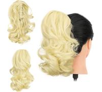 Kalanka-Postiche Queue De Cheval Postiche Extension De Cheveux Synthetique Claw On Ponytail Hair Extensions Plus Doux Lisse Aspect Réel Bouclée Ondulé 12" - Bleach Blonde