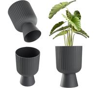 Kalanka-Pot De Fleurs En Forme De Calice - Plastique, 2 Tailles, 3 Couleurs - Pour Balcon, Terrasse, Rebord De Fenêtre (14 Cm, Anthracite)