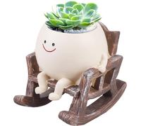 KALANKA-Pots de fleurs avec visage balançoire, pot de fleurs drôles pour l'intérieur, smiley, chaise à bascule, pot de fleurs succulentes, avec trou de drainage, pot de fleurs pour la maison et le ja
