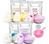 Kalanka-Poudre Pour Masque Visage Professionnel, 5 Pièces Masque En Gel Nourrissant Et Apaisant, Kit De Masque Gélifié Avec Bol De Mélange, Pour Hydrater Et Illuminer La Peau - 5 Saveurs (B)