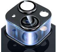 Kalanka-Pour Iphone 14/Iphone 14 Plus Caméra Protection, [Conception D'une Seule Pièce] Alliage D'aluminium Verre Trempé Protection Objectif Caméra Arrière -Noir