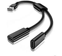 KALANKA-pour iPhone 17 Adaptateur USB Mâle vers Double USB C Femelle,Câble Chargeur Type A Séparateur pour MagSafe,iPhone 12 13 14 Pro,iPad 9 8 Mini 5,Samsung Galaxy A55 A54,M56 M36,Z Fold Flip 7 6