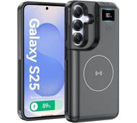 Kalanka-Pour Samsung Galaxy S25 Coque Batterie 6.2"", 8000 Mah Batterie Externe Portable Avec Affichage Led, Chargeur Qi Sans Fil Et Charge Rapide Usb-C 20 W, Synchronisation Des Données Prise Charge