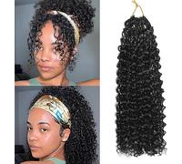 Kalanka-Pre Looped Micro Kinky Curly Crochet Hair For Mini Passion Twist 8 Packs 12 Inch Kinky Twist Synthetic Wavy Curly Crochet Hair Extensions For Black Women (1b, 8packs 8inch)
