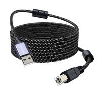 KALANKA-Printer Cable, USB 2.0 A Male to USB B Scanner Cord Printer, USB Cable A to B 2.0 Nylon Braided Compatible with HP, Dell, Brother, Xerox, Samsung and others (5M)