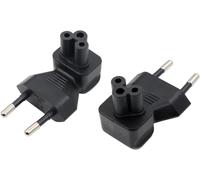 KALANKA-Prise à Angle Droit 90 degrés Schuko vers Adaptateur IEC C5, Prise européenne CEE 7/16 mâle vers Adaptateur IEC320 C5 Femelle,Noir (Pack de 2)