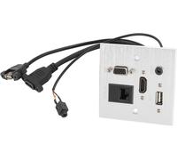KALANKA-Prise Multimédia, Plaque Murale Multifonction Réseau USB HDMI VGA 3,5 Mm Audio RJ45, Prise de Panneau D'information Multimédia pour Maison, Hôtel, Bureau