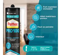 KALANKA-PRO100 Colle Acrylique, Colle de fixation pour intérieur, Colle résistante multi-matériaux, Colle extra forte lavable à l'eau, 1 cartouche de 380 g (Lot de 2)