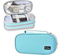 Kalanka-Procase Grande Trousse Scolaire 3 Compartiment, Trousse Compacte Multi Poches, Durable Et Anti-Salissant, Garçon Ou Fille, Étudiant Ou Écolier, École, Collège Ou Bureau -Cyan