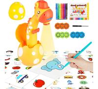 KALANKA-Projecteur de Drawing pour Enfants, éducatif Portable Trace and Draw Projector Painting Toy Playset with Colorful 72 Patins, 12 marqueurs et Un Livre d'art pour Les garçons et Filles, Jaunes