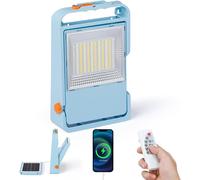 KALANKA-Projecteur LED Rechargeable 150W avec Panneau Solaire Détachable ¿ 1000 Lumens, 6000mAh, IPX4, Télécommande, Spot Exterieu Solaire Puissant pour Camping/Chantier/Urgence