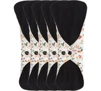 Kalanka-Protège-Slips À Motif De Fleurs, 5 Pièces, Tampon Menstruel Lavable Et Respirant, Motif De Fleurs, Tampon Hygiénique En Coton Réutilisable Super Absorbant (L)