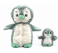 Kalanka-Ptipotos By Glissou Le Pingouin Maman & Bebe - Peluche Ultra Douce 2 En 1 - Cadeau Naissance Anniversaire Noel - 24cm - Menthe & Blanche