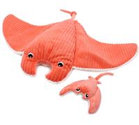 Kalanka-Ptipotos By Mentalou La Raie Manta Maman/Bebe - Peluche Ultra Douce - Cadeau Naissance Anniversaire Noel - 72cm -Corail