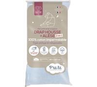 Kalanka-P'tit Lit - Protège Matelas Bébé 2 En 1 Alèse + Drap Housse 70x140 Cm Imperméable - 100% Coton - Souple Et Silencieux - Respirant - Oeko Tex® - Gris