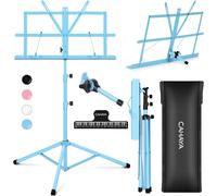 KALANKA-Pupitre de Musique Pliable, Léger, Portable Support pour Partition de Musique et Porte-livre à Double Usage 2 en 1 avec Sac de Transport, Support de Partitions en Métal, bleu CY0204-3