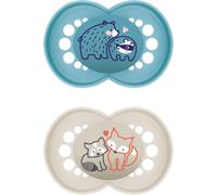 Kalanka-Pure Lot De 2 Tétines Originales Pour Bébé En Matériau Durable Et Bio-Renouvelable, Avec Boîte À Tétines, 16 Mois, Ours/Renard