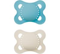 Kalanka-Pure Lot De 2 Tétines Originales Pour Bébé En Matériau Durable Et Bio-Renouvelable, Avec Boîte À Tétines, 0 À 6 Mois, Bleu/Beige