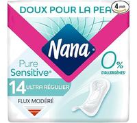 Kalanka-Puresensitive Serviettes Hygiéniques Ultra Régulier - Flux Modéré - 0 % Allergène*, Parfum, Colorant - 14 Unité (Lot De 4)