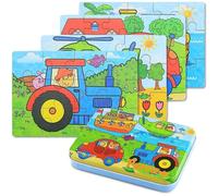 KALANKA-Puzzle Enfant 2 3 4 Ans - 5 en 1 Progressif Educa Puzzles avec Boîte, Jouet Éducatif Montessori Apprentissage Cognitif, Drôle Jeux Cadeau Anniversaire pour Fille Garçon Bebe (Véhicule)