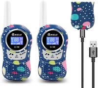 KALANKA-Q168Plus Talkie Walkie Enfants Rechargeable USB,Jouets pour Garçons de 3-15 Ans,8 Canaux Longue PortÉE de 3km,Outils de Camping,L'essentiel du Voyageur,Cadeau Fille 4-9 Ans (BleuCamouflage)