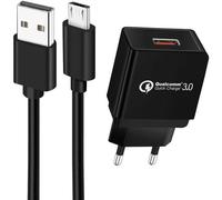 KALANKA-Quick Charge 3.0 Chargeur Secteur USB et 1M Cable Micro USB pour Blackview A60 A70 Cubot Note 7 / Note 20 Doogee X95 X96 N20 Pro pour Wiko Y81 Y62 Y61 Y60 Y51 View4 Lite Android Phone