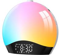 Kalanka-Radio Réveil Lumineux Avec Eveil Lumière, Reveil Simulateur D'aube Sur Lampe De Chevet Led, Fonction Bluetooth, 20 Niveaux De Luminosité, 22 Sons, 2 Alarmes - Adaptateur Électrique Inclus