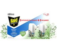 KALANKA-Raid Essentials Diffuseur Électrique Liquide - Répulsif Moustiques et Moustiques Tigres 45 Nuits - Sans Parfum Ajouté - 2 Diffuseurs et 2 Recharges