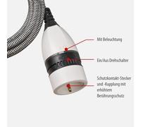 KALANKA-Rallonge de 5 m pour l'intérieur (câble Textile de 5 m, pour l'intérieur, câble d'extension avec Interrupteur Rotatif allumé Marche/arrêt) Noir/Blanc