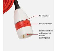 KALANKA-Rallonge de 5 m pour l'intérieur (câble Textile de 5 m, pour Une Utilisation en intérieur, rallonge avec Interrupteur Rotatif Marche/arrêt éclairé) Rouge/Blanc/Noir