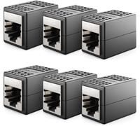 KALANKA-Rallonge de Câble LAN RJ45, 10 Gbit/s, Connecteur pour Cat8/Cat7/Cat6/Cat5, Câble Ethernet Adaptateur 10 Gigabit PoE - 6 Pièces - Noir