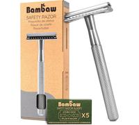 KALANKA-Rasoir de Sûreté en Métal Argenté 5 Lames Pour Homme et Femme Zéro Déchet Compatible Avec Toutes Lames Doubles Rasage Manuel