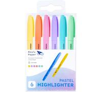 Kalanka-Raylu Paper ¿ Surligneurs Fluo Pastel À Pointe Biseautée, Lot De 6 Surligneurs 1¿4 Mm, Highlighter Pour Études, Bureau Et Organisation (Pastel)