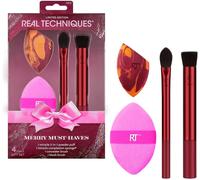 Kalanka-Real Techniques Merry Must-Haves 4-Piece Set With Miracle Complexion Sponge, 2-In-1 Powder Puff, Kitten Paw Concealer Brush & Filtered Cheek Brush, Vegan, Cruelty-Free, Flawless Makeup Tools