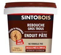 KALANKA-- Rebouche gros trous et fissures - Rebouche bois - Excellente adhérence - Sans Odeur - Facile et Prêt-à-l'emploi - Intérieur & Extérieur - Ne fendille pas - Teinte bois clair - 500g