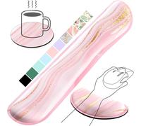KALANKA-Repose Poignet Clavier, Reposes-Poignets Souris Ergonomique en Mousse à Mémoire, Support Tapis de Clavier Repose Gel Coude avec Base Antidérapant en PU pour Bureau Gamer, Ordinateur, Rose Dor