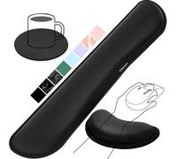 KALANKA-Repose Poignet Clavier, Reposes-Poignets Souris Ergonomique en Mousse à Mémoire, Support Tapis de Clavier Repose Gel Coude avec Base Antidérapant en PU pour Bureau Gamer, Ordinateur MAC Noir