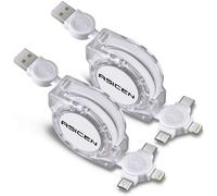 KALANKA-Retractable Fast Charging Cable 3A 1m 3 in 1 Multi USB Charging Cable with Phone/Type C/Micro USB Connector for Phone/Tablets/Samsung Galaxy S22 21 20 10 9 8/Huawei/LG and More