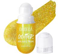 Kalanka-Roll-On Body Glitter Gel, Color Change Glitter For Festival Rave Accessories, Gliter Face Paint Holographic Hair Body Gel, Sparkle Shimmer Halloween Makeup For Rave Party (08 Laser Gold)
