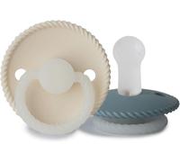 Kalanka-Rope Night Lot De 2 Sucettes Sucette En Silicone Fabriqué Au Danemark Sans Bpa Tétine Cerise Symétrique Stone Blue Night/Cream Night (Taille 2 (6-18 Mois))