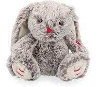 KALANKA-- Rouge Peluche Lapin Léo Gris Prestige 24 cm - Petite Peluche Douce en Fourrure Soyeuse - Doudou Lapin Grandes Oreilles - Dès la Naissance, K223002
