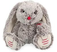 KALANKA-- Rouge Peluche Musicale Lapin Léo Gris Prestige 31 cm - Peluche en Fourrure Douce - Doudou Lapin Grandes Oreilles - Mélodie Toyland - Pattes Lestées - Dès la Naissance, K223005