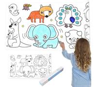 KALANKA-Rouleau de Papier Dessin, 3m Rouleau De Coloriage Adhésif, Children's Drawing Roll Coloring Paper Roll pour Enfants Jouets D'art et De Créativité pour Tout-petits (Monde Animal)